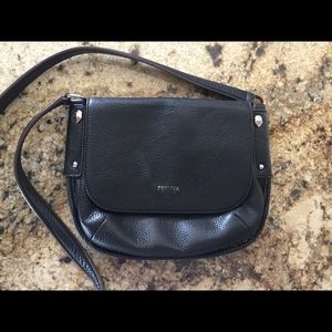 Perlina Crossbody Black Leather Purse